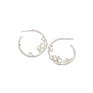 Etched silver Emerge hoop earrings from Diana Porter's new collection 2017