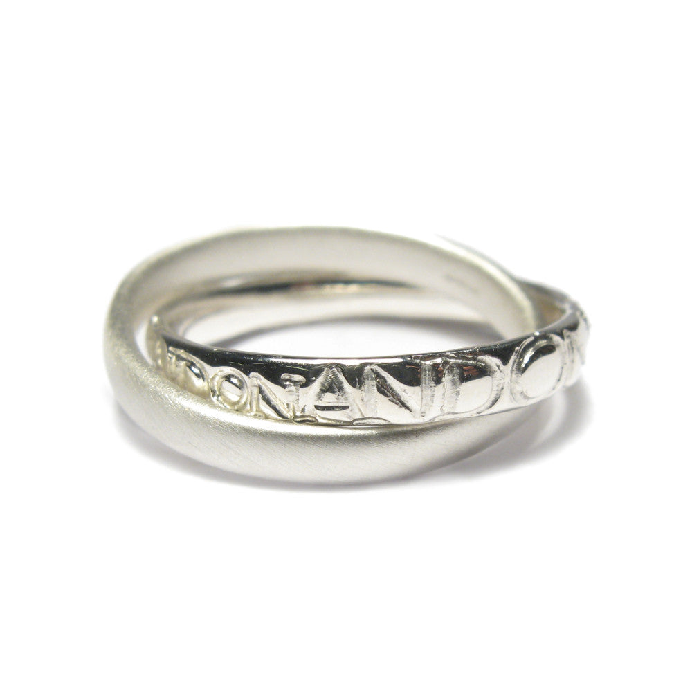 Diana porter Jewellery contemporary silver etched intertwined rings