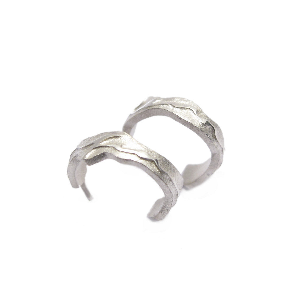 Diana Porter Jewellery contemporary etched small silver hoop earrings