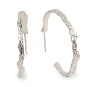 Large Silver Organic Endless Hoop Earrings