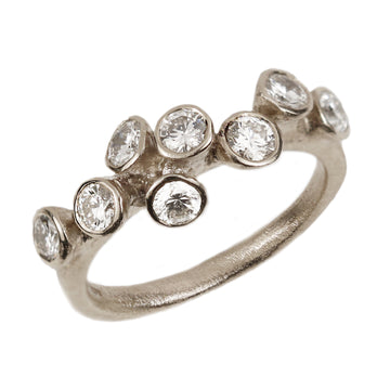 Yellow Gold Cluster Ring with Eight Brilliant Cut Diamonds on white background