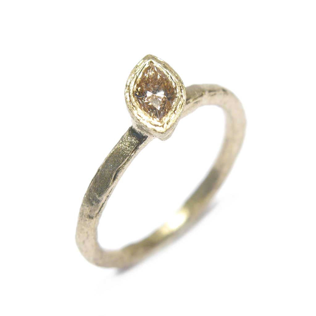 Diana Porter Jewellery bespoke commission champagne marquise diamond yellow gold engagement ring 