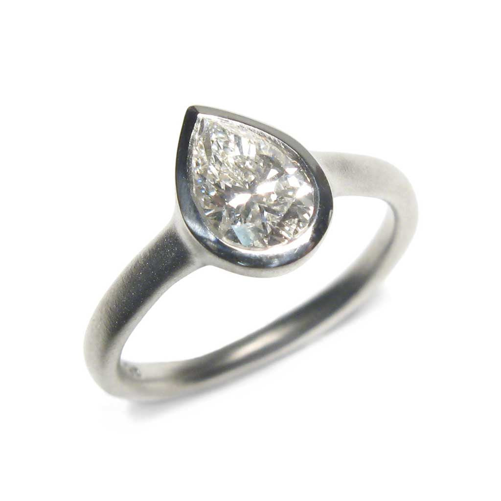 Diana Porter Jewellery bespoke commission platinum and pear diamond engagement ring