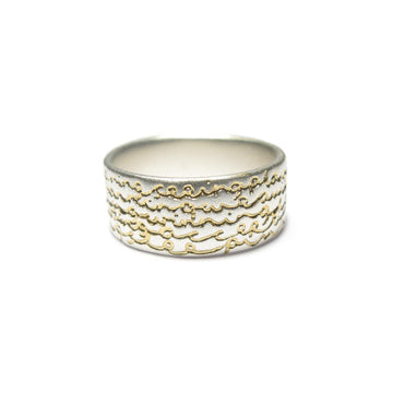 Diana Porter Jewellery contemporary etched being silver gold ring