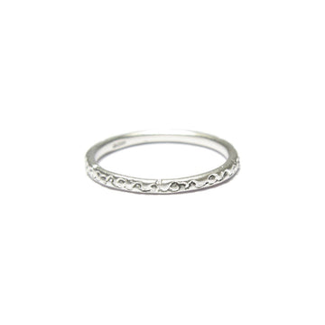 Diana Porter Jewellery contemporary etched on and on silver stacking ring