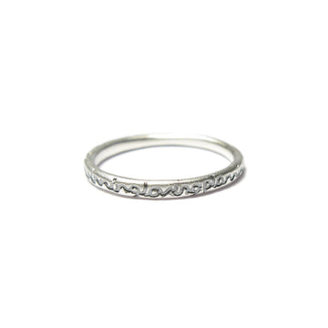 Diana Porter Jewellery contemporary etched being silver stacking ring