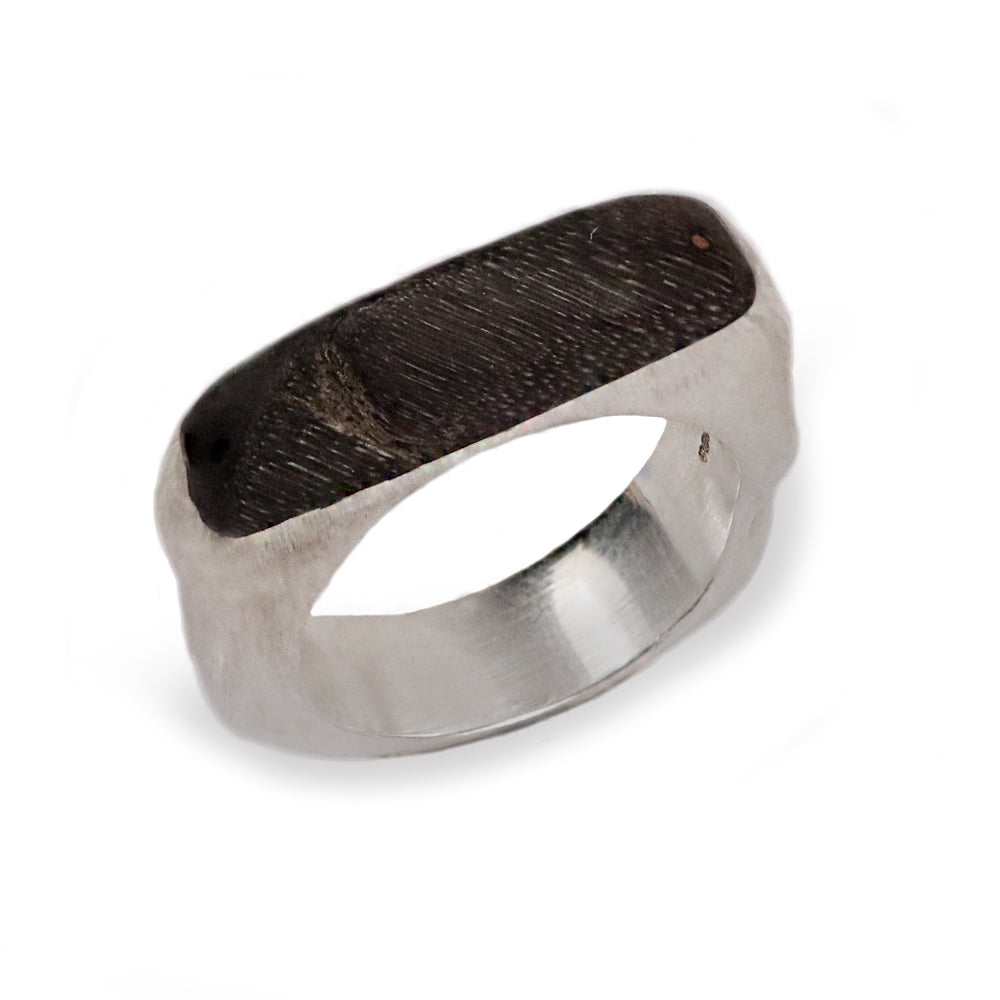 Rachel Adam Brushed Recycled Silver Ring with Hoof Detail