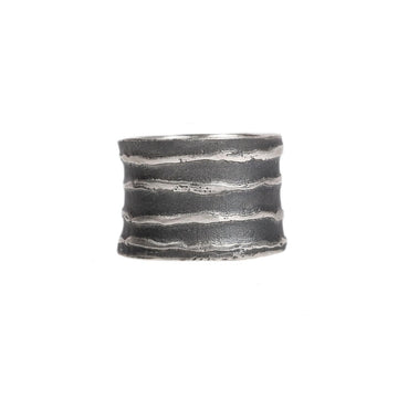 Wide Silver 'Strata' Stripe Ring