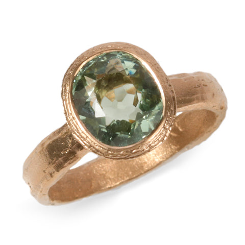 Bespoke 9ct Yellow Gold Ring with a Oval Green Tourmaline