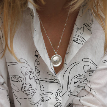 Diana Porter Silver Face Diamond Pendant Necklace