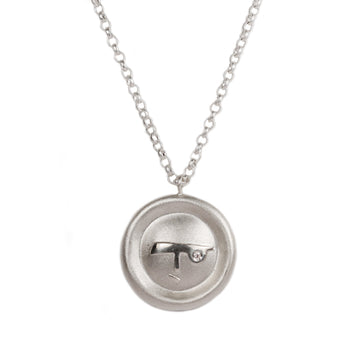 Diana Porter Silver Face Diamond Pendant Necklace
