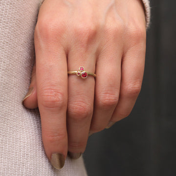 9ct Fairtrade Yellow Gold Ring Set With a Trilogy of Rubies