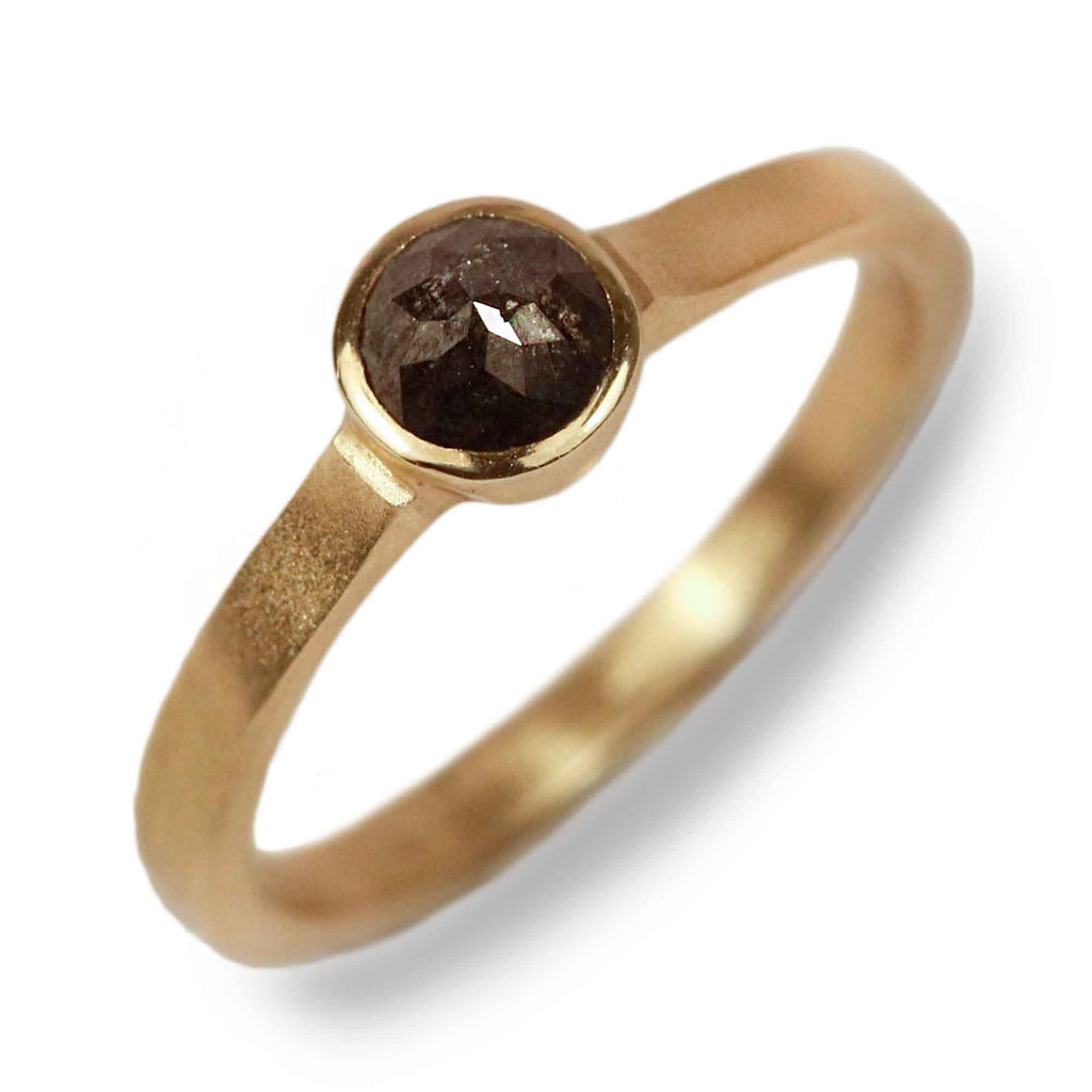 Zoya Dickinson Black Rose Cut Diamond Solitaire Ring