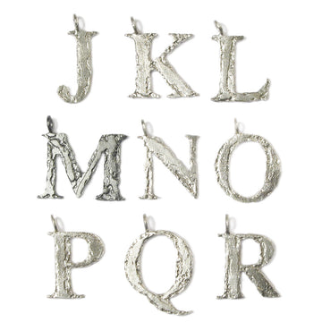 Diana Porter Jewellery contemporary etched silver letter charm pendant