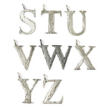 Diana Porter Jewellery contemporary etched silver letter charm pendant