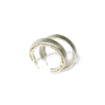 Diana Porter etched and on edge silver hoop earrings