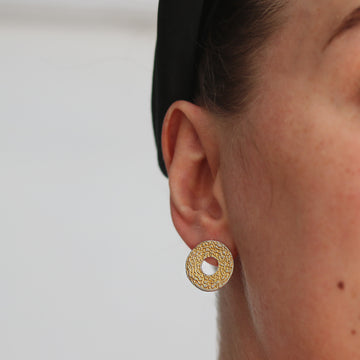 Silver 'Being' Disc Ear Studs