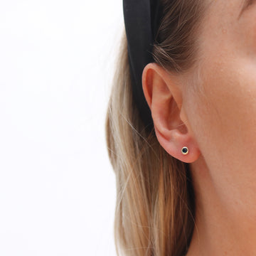 9ct Fairtrade Yellow Gold Ear Studs with Black Diamonds