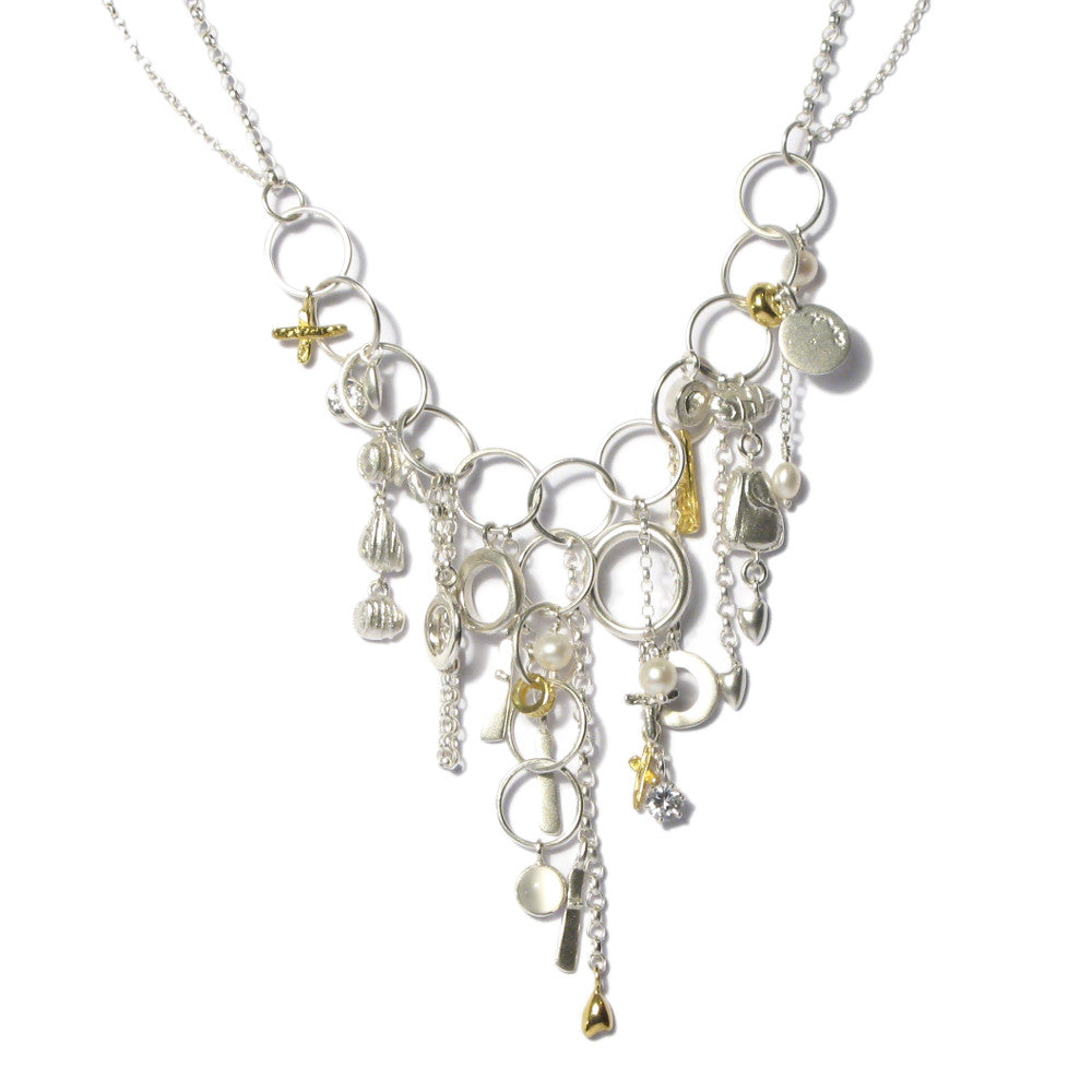 Diana Porter Jewellery contemporary silver and gold charm necklace