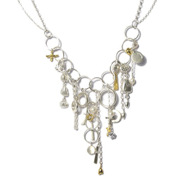 Diana Porter Jewellery contemporary silver and gold charm necklace