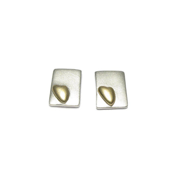 Diana Porter Jewellery contemporary silver and gold heart stud earrings