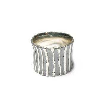 Diana Porter Jewellery contemporary etched oxidised silver wide ring