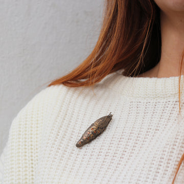 Amy Findlay Bronze 'Hilda' Slug Brooch with Cubic Zirconias