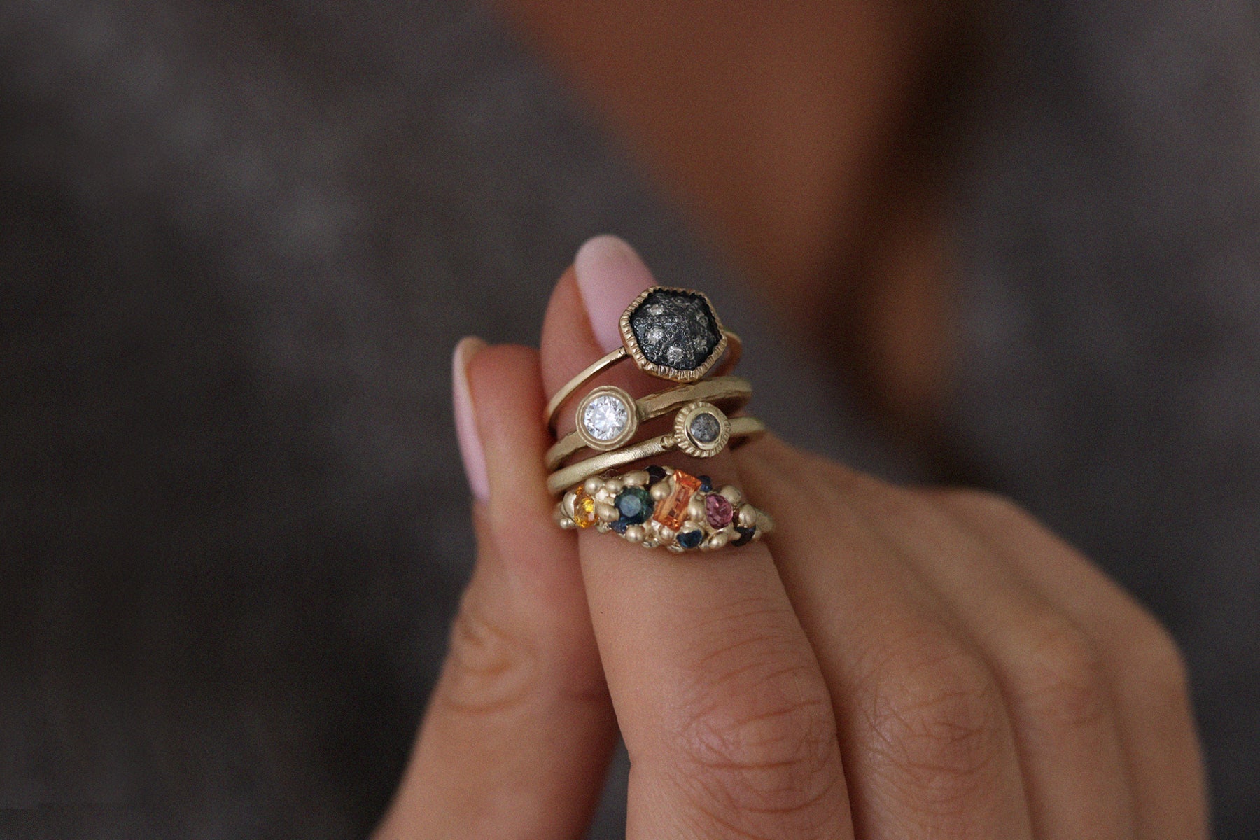 Guest designer rings in gold with precious stones