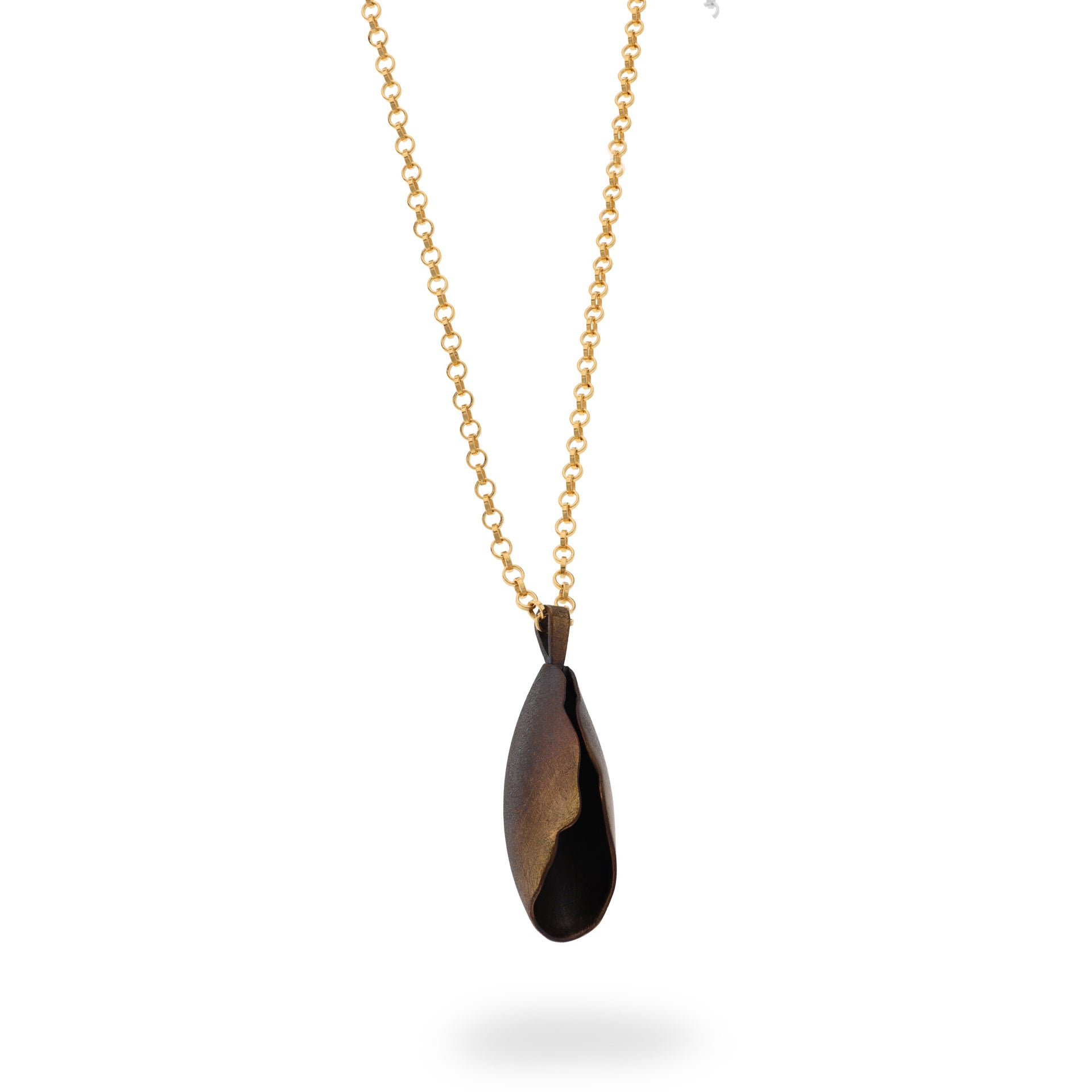 Deco Echo Bronze Cocoon Pendant in Gold Plate