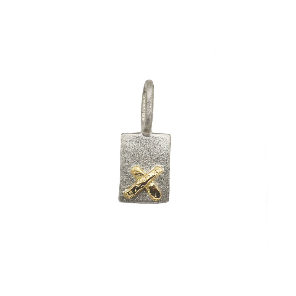 Large Silver 18ct Yellow Gold Kiss Charm