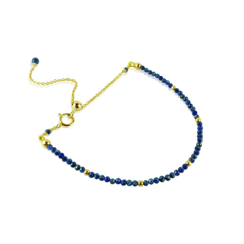 Mounir Gold-Plated Dainty Lapis Lazuli Adjustable Bracelet