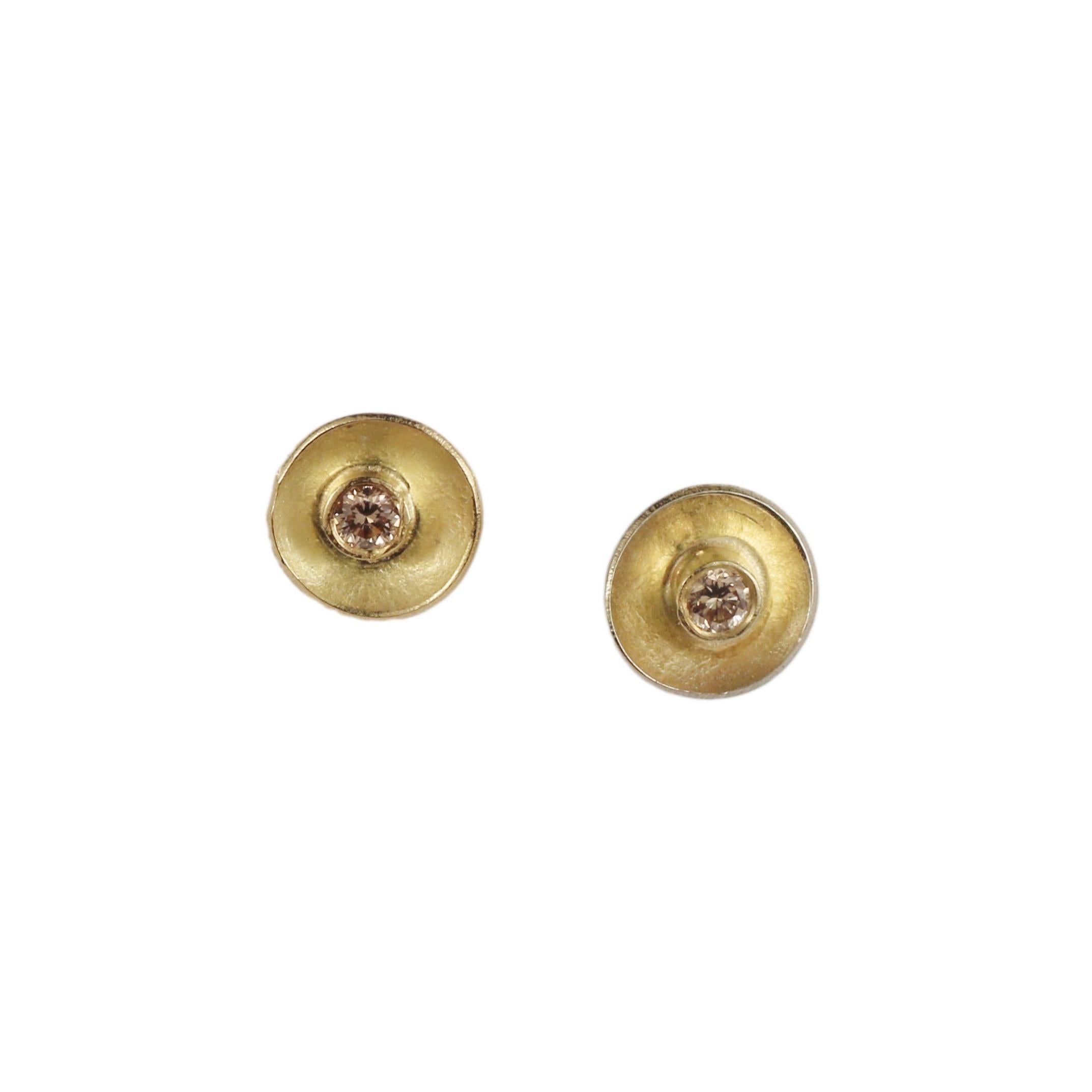 Shimara Carlow 18ct Yellow Gold and Brown Diamond Cup Ear Studs