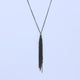 Outlet - Claudia Milic Feather Tassel Necklace in Black Rhodium Plate
