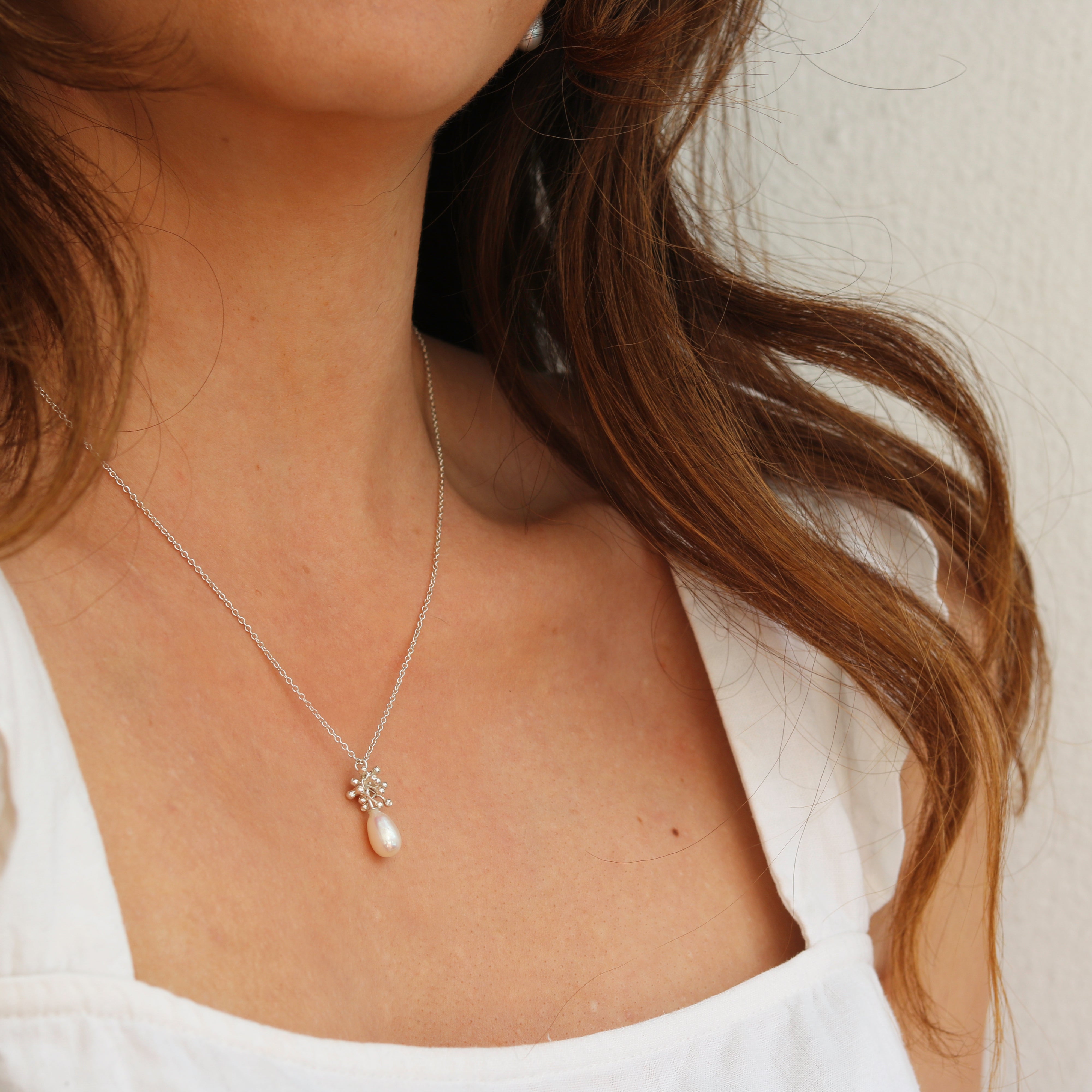 Yen Silver Pearl Droplet Pendant