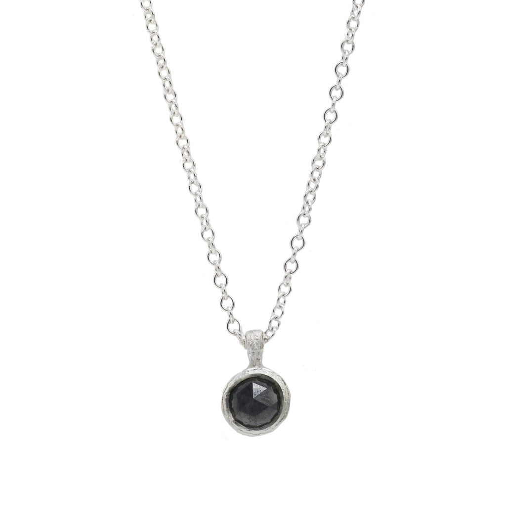 Outlet - Diana Porter Large Black Rose Cut Diamond Silver Pendant