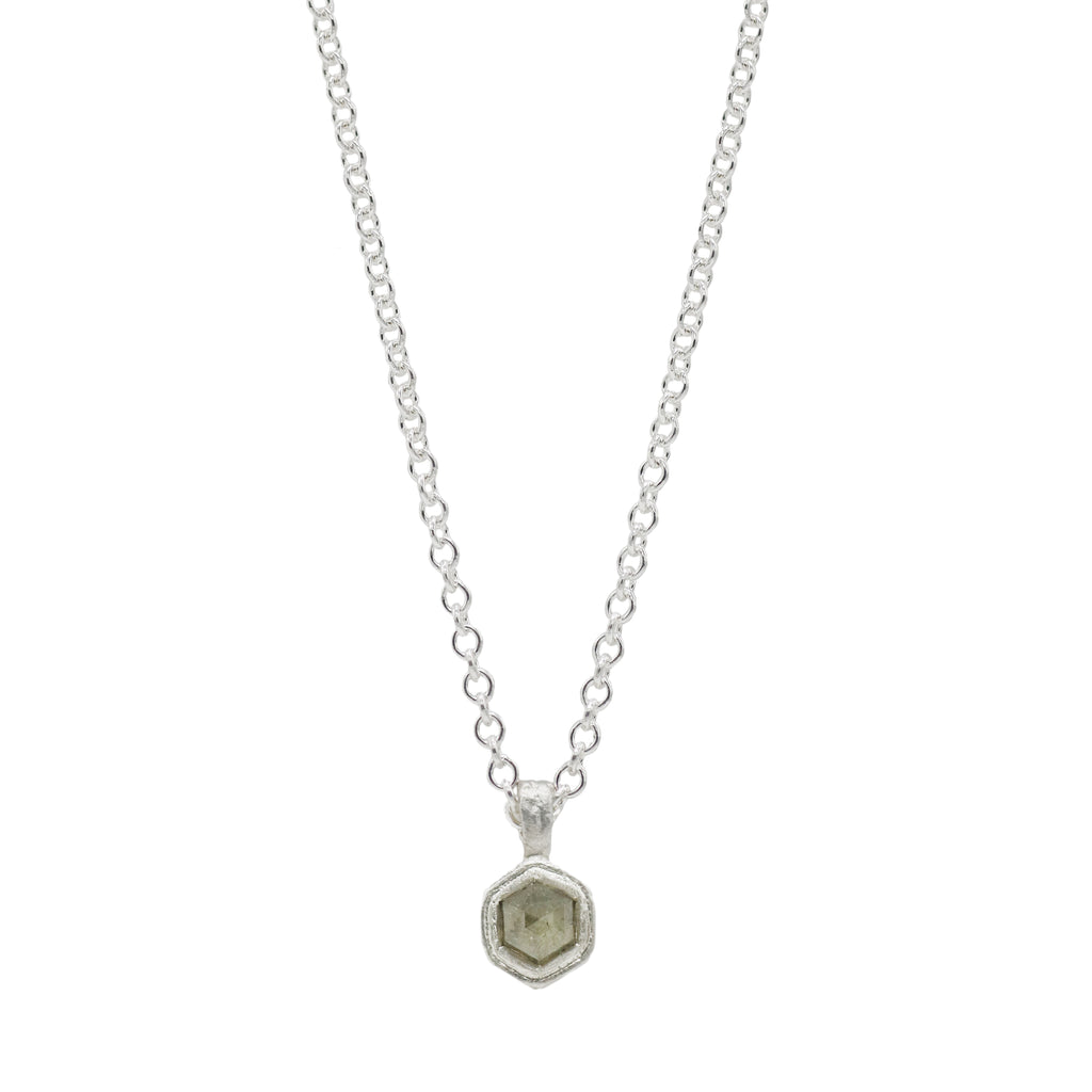 Outlet - Diana Porter Grey Rose Cut Hexagonal Diamond Silver Pendant