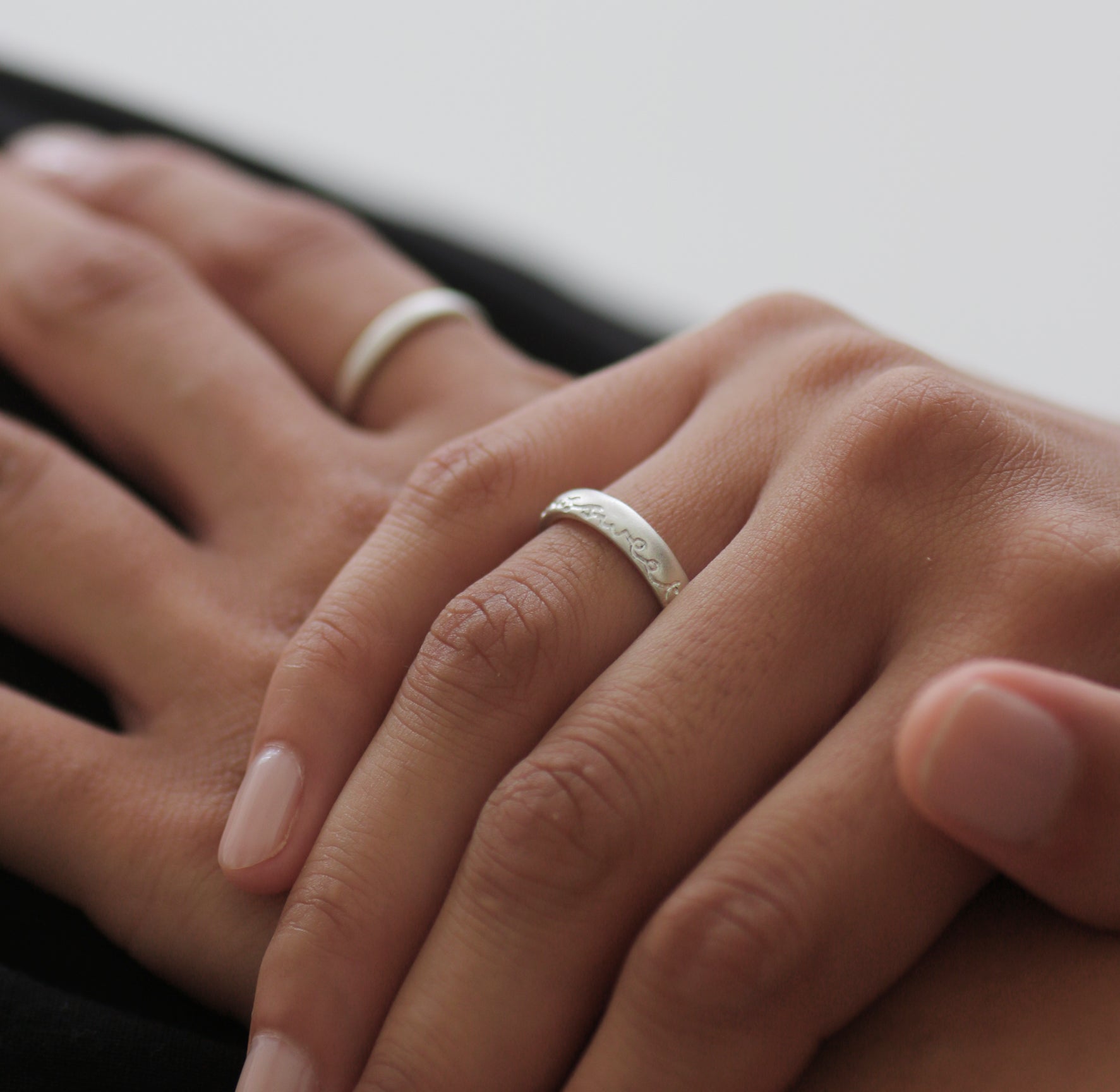 Narrow 'sweet is the rose that grows’ Silver Etched Ring