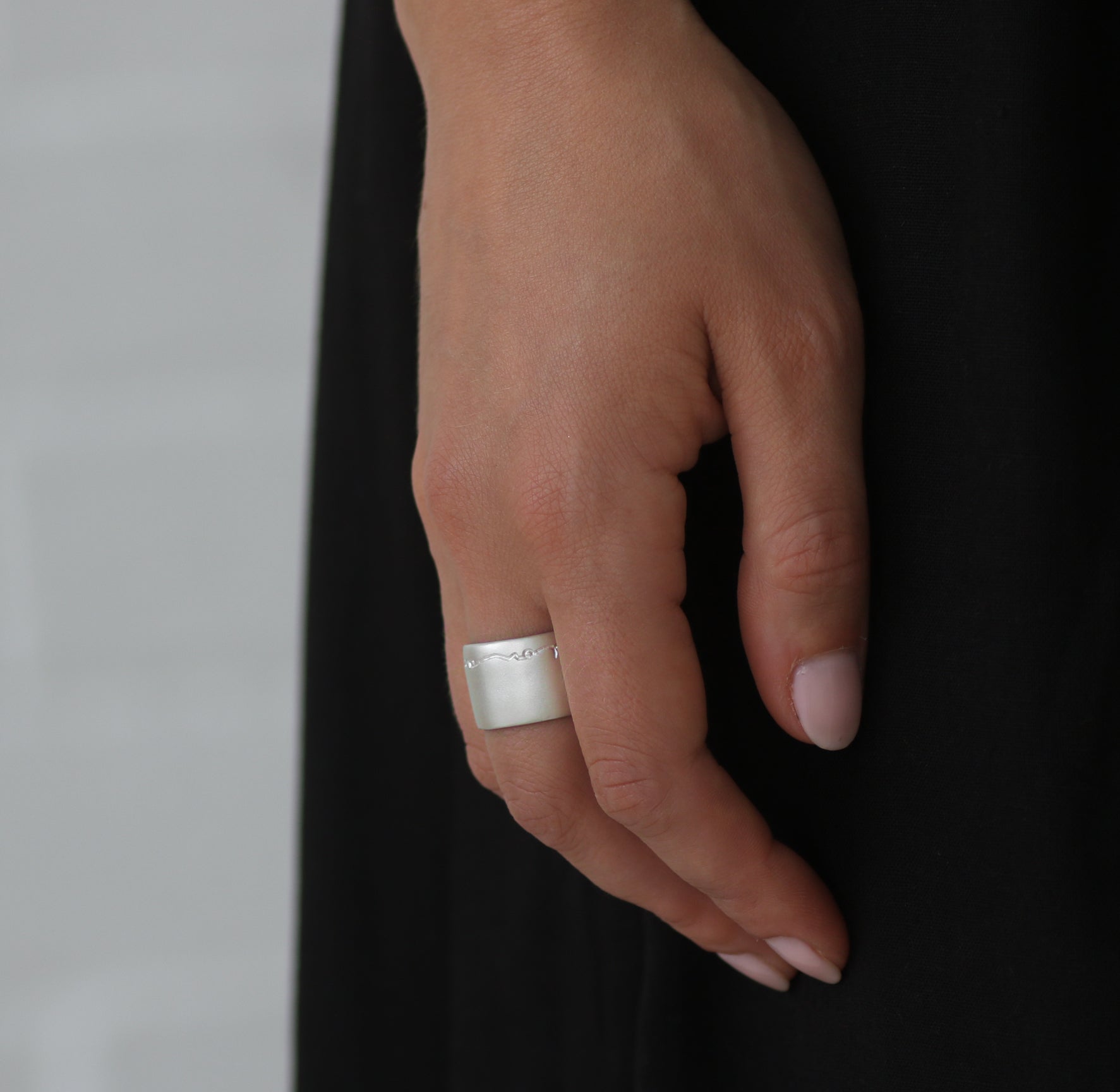 Wide Silver 'In Heaven on Earth' Ring