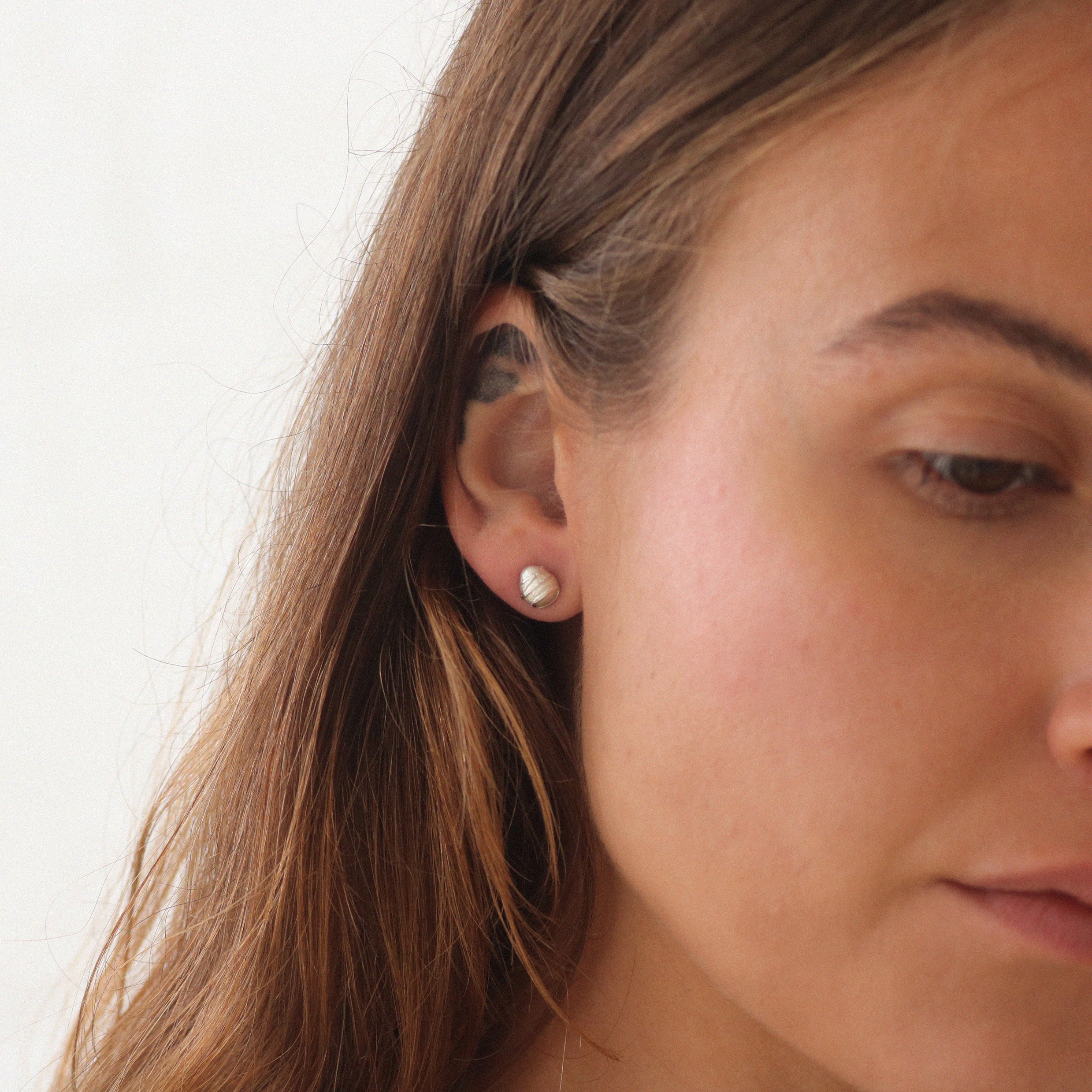 Small Silver Pebble Ear Studs