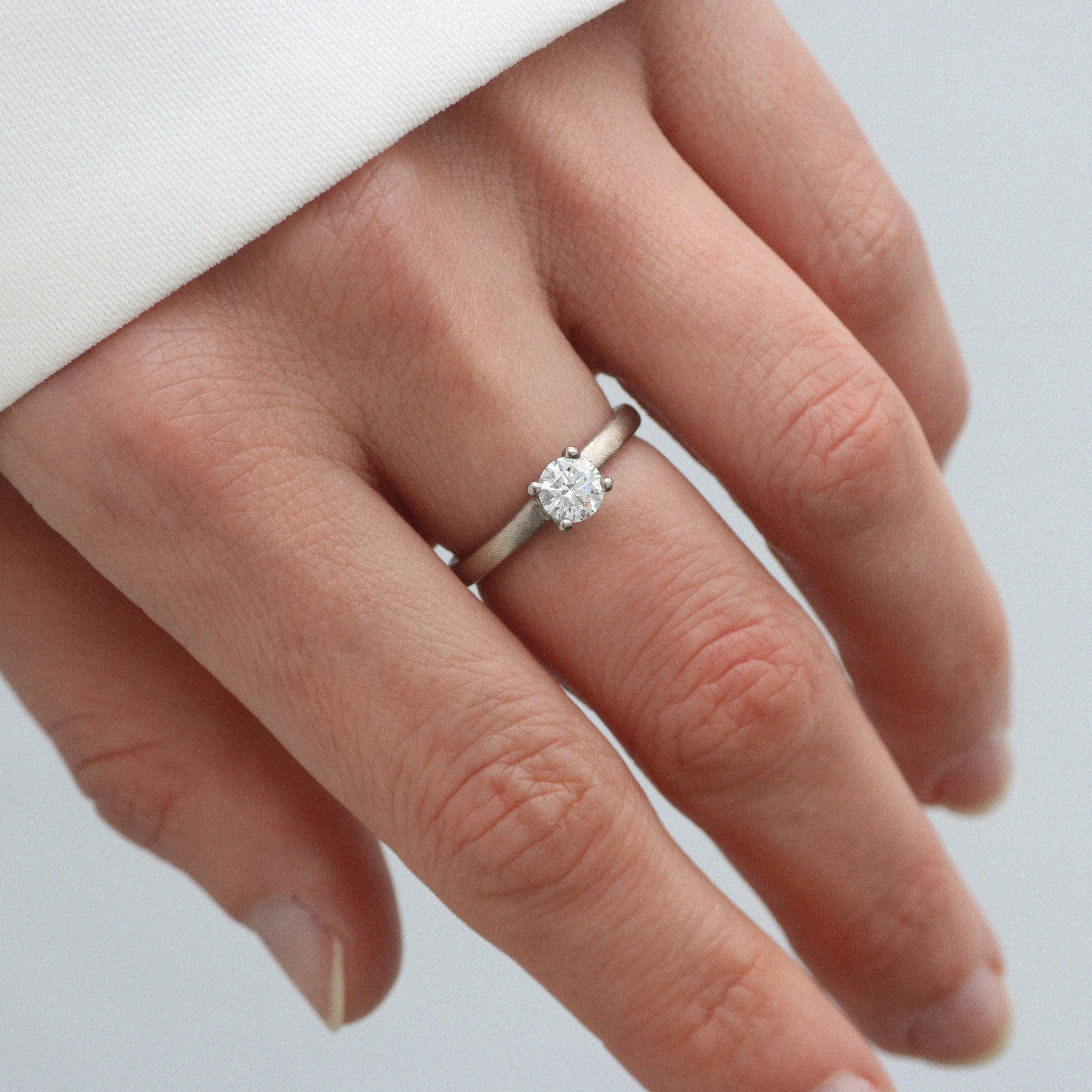 White Gold Solitaire Ring with Claw Set White Diamond