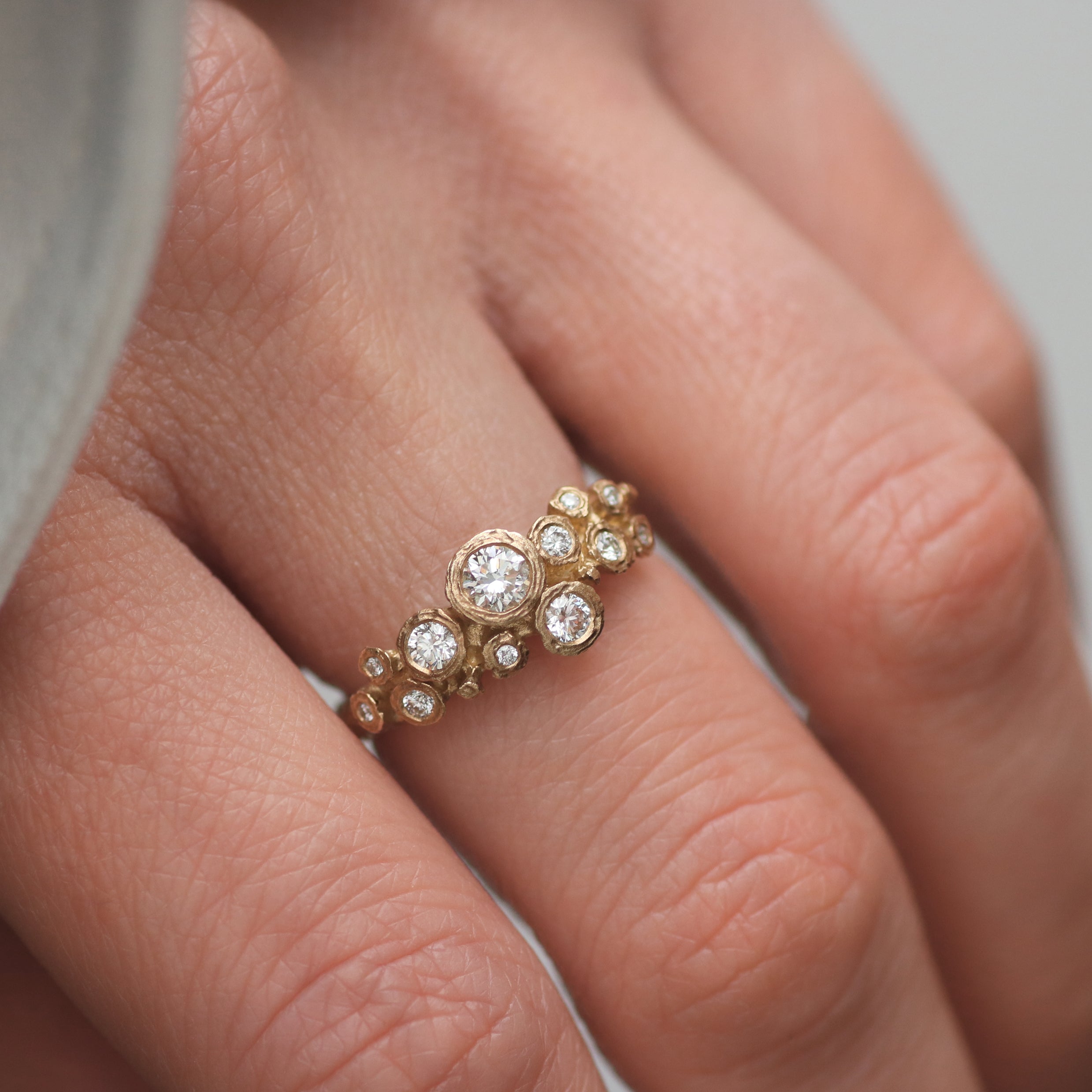 9ct Fairtrade Yellow Gold Multiset Ring with Twelve Diamonds