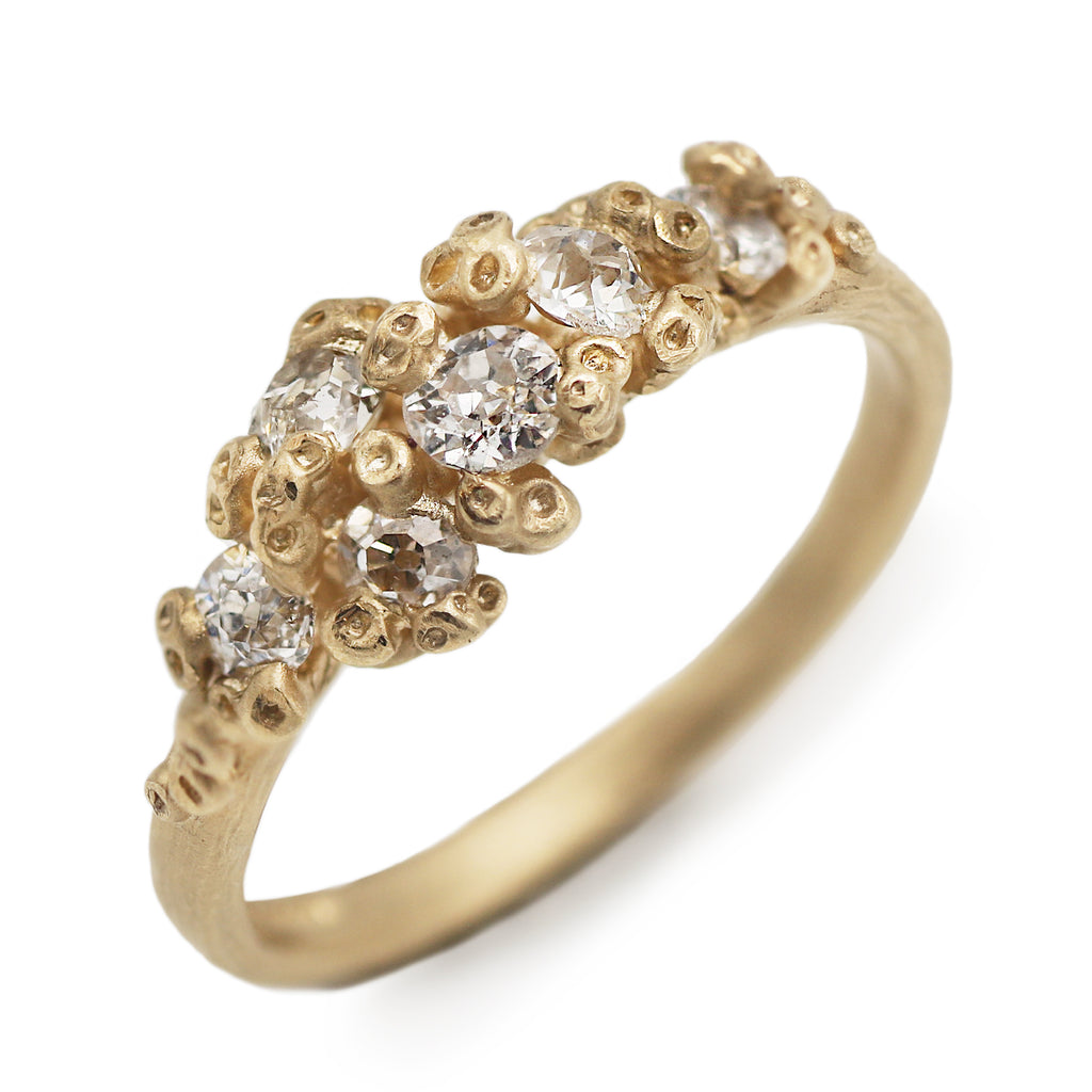 Ami Pepper Six Antique Diamond Cluster Ring in 9ct Yellow Gold