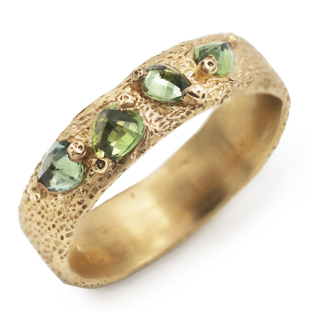 Ami Pepper Wide Mermaid Ring with Pear Sapphires