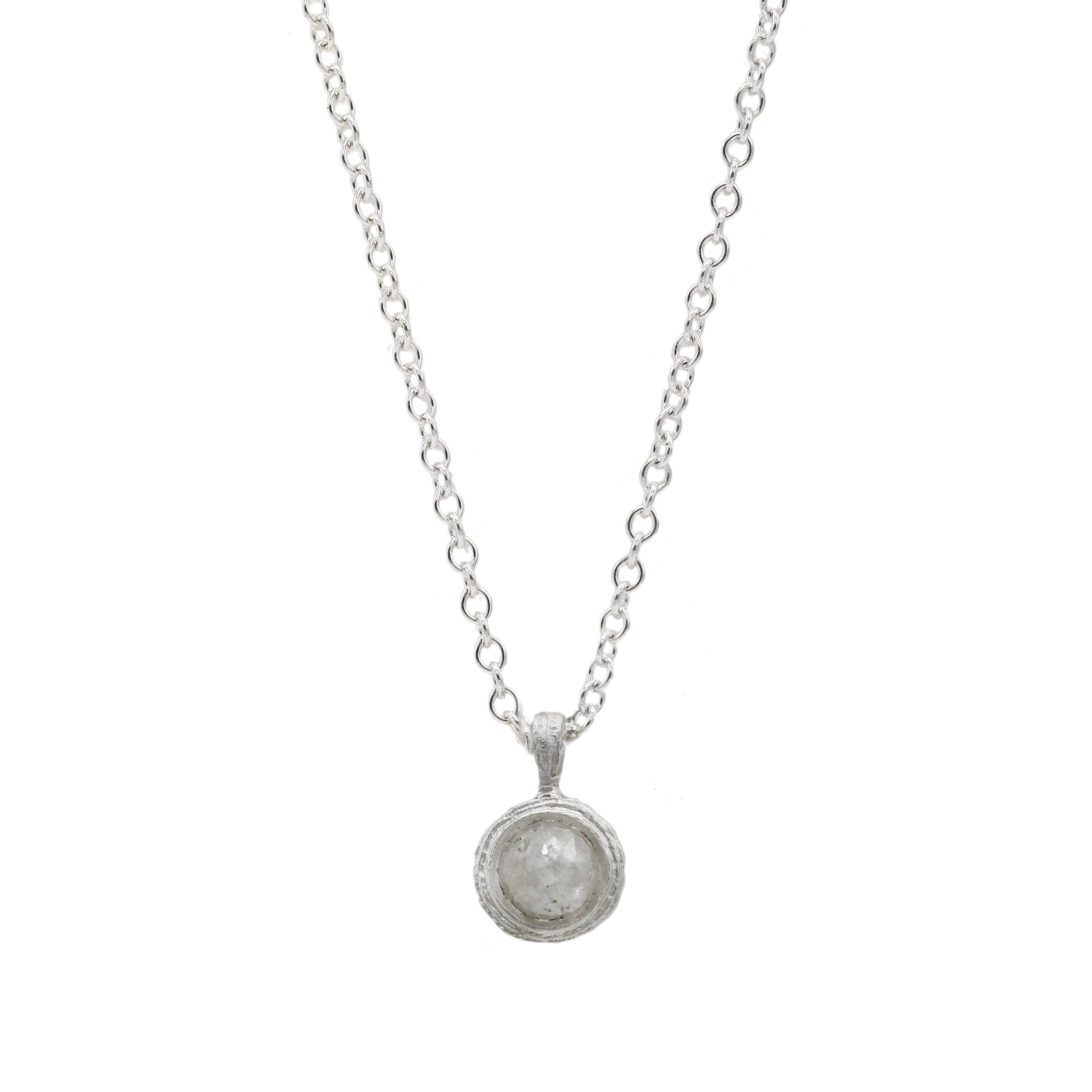 Outlet - Diana Porter Icy White Rose Cut Diamond Silver Pendant