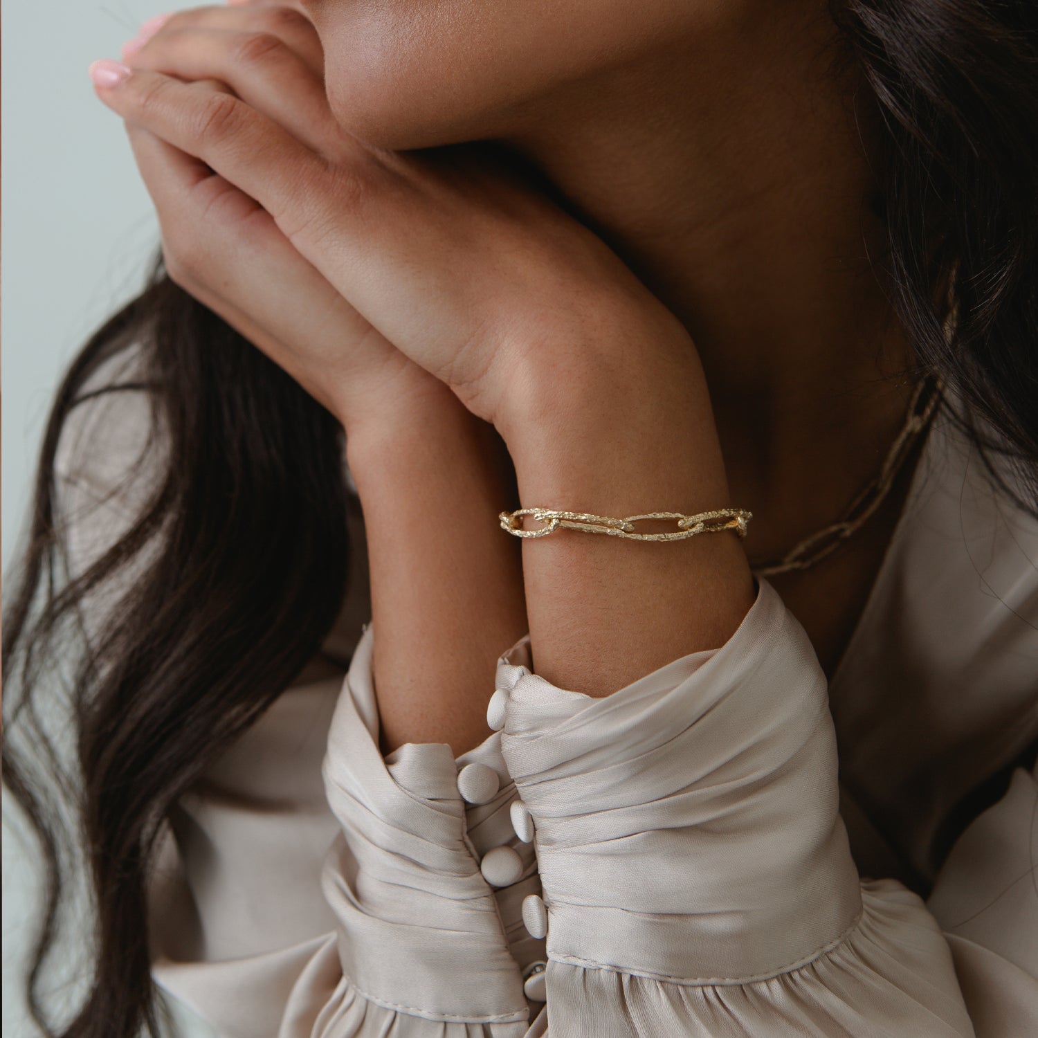 Textured Yellow Gold Link Bracelet