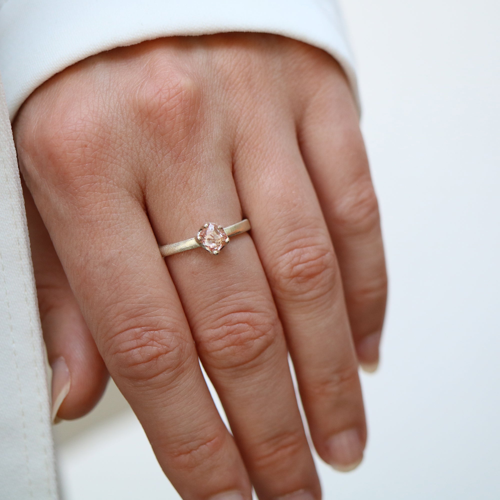 White Gold Ring with Pink Freeform Diamond