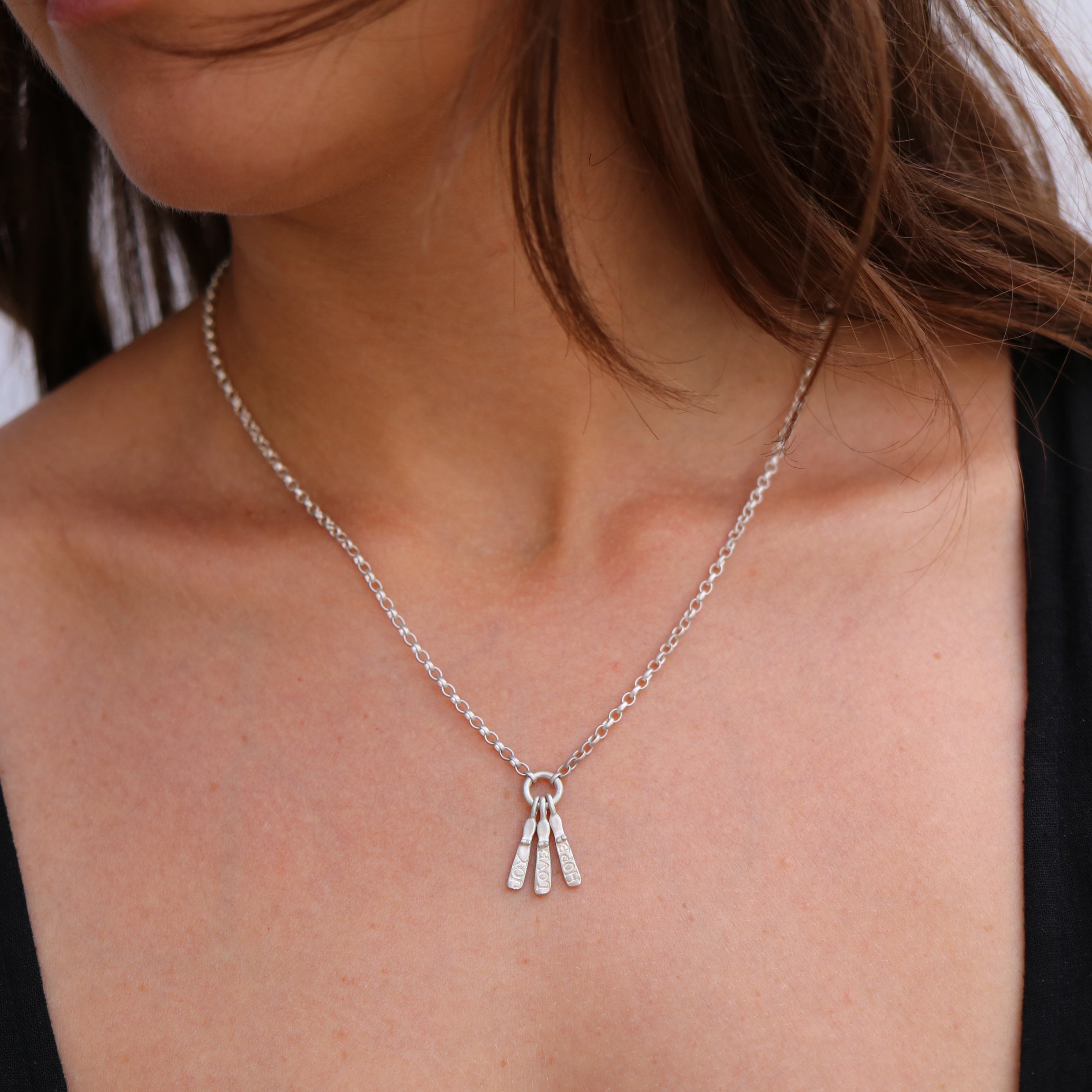 Chunky Three Silver Mini Etched Sibyl Necklace
