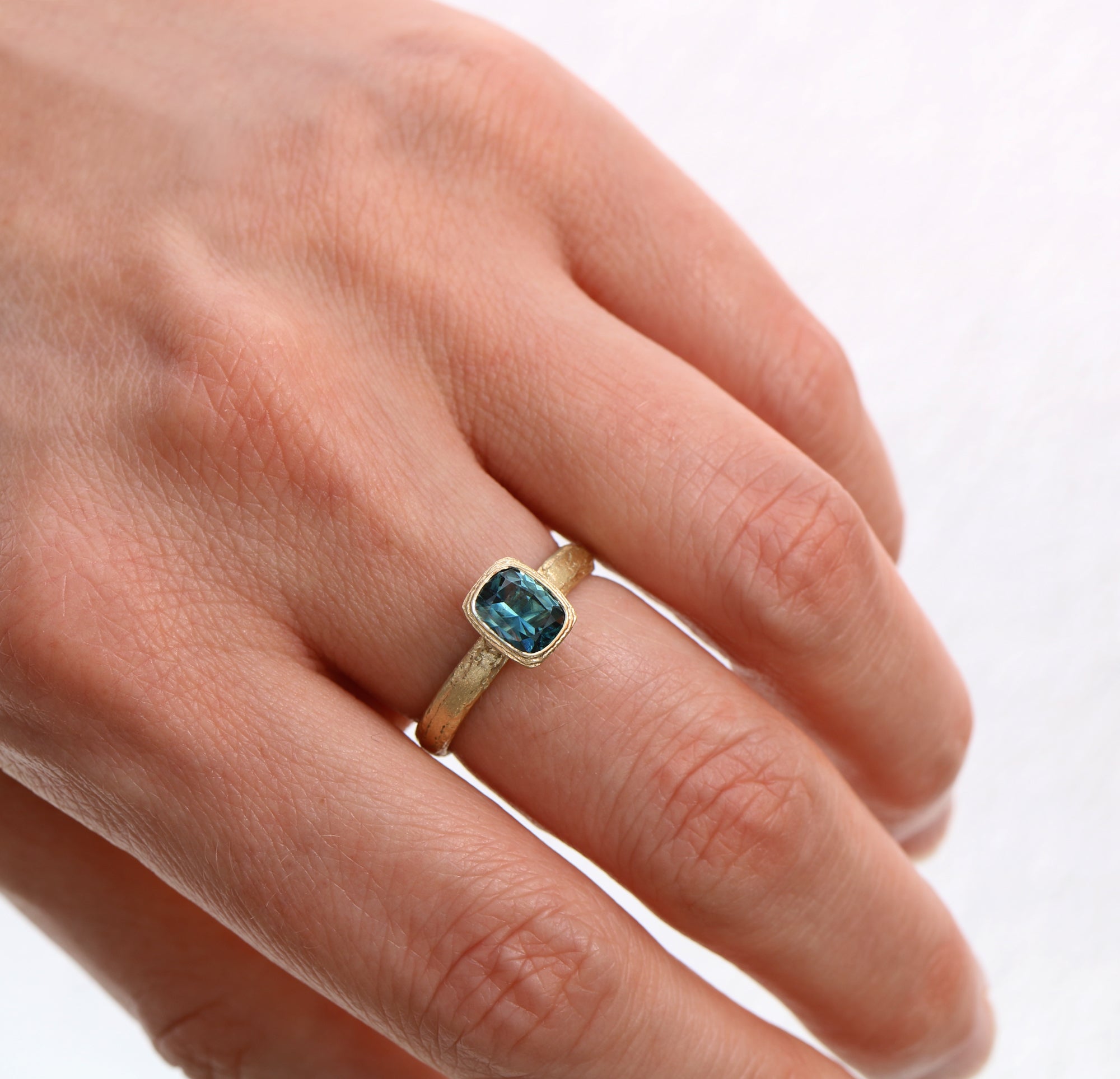 Yellow Gold Solitaire Ring with Australian Blue Sapphire