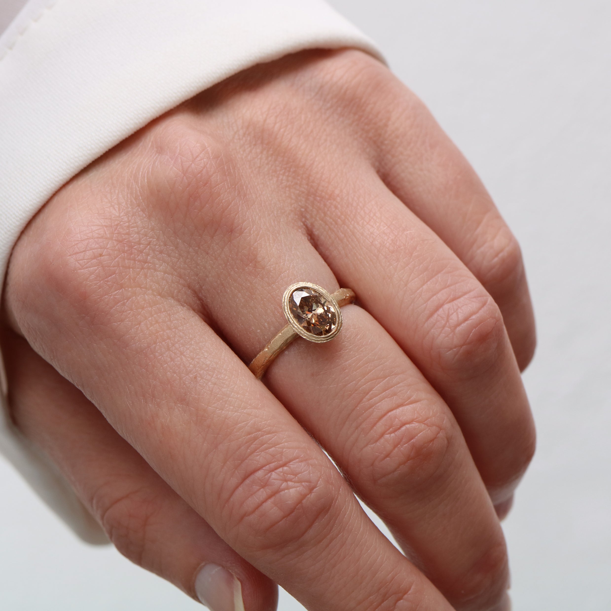 Yellow Gold Ring with Lab Grown Brown Diamond