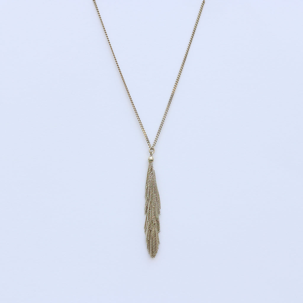 Outlet - Claudia Milic Long Tassel Necklace in Gold Plate
